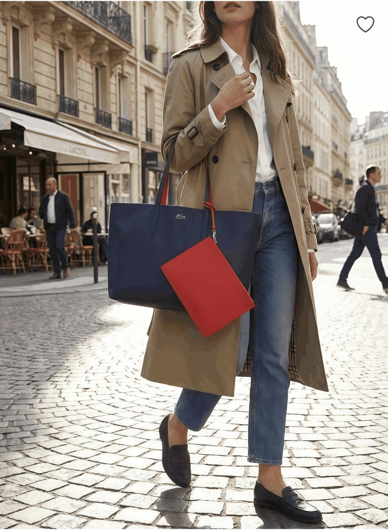 Lacoste Women's Double sided Two tone Large Capacity Handbag, Fashionable Multi functional, Navy blue and Red - Image 2